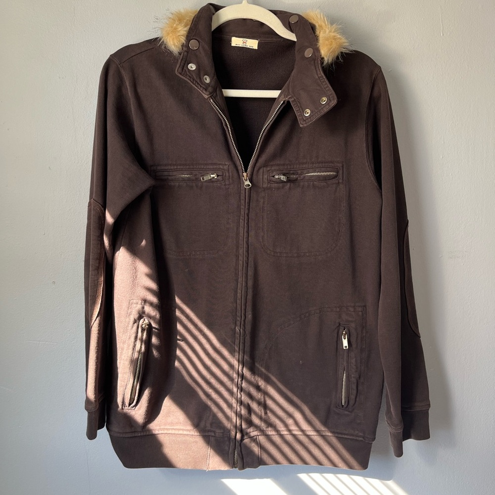Vintage -purchased in Tokyo- Brown Jacket with Faux Fur Collar